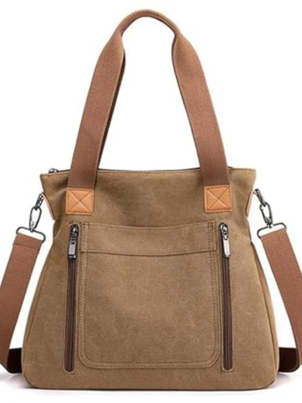 Womens Canvas Tote Bag Large Capacity Multi-Pocket Work Shoulder Crossbody